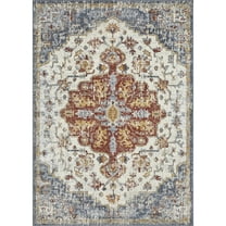 Loomaknoti Alsbrooke Kapirah 5' x 7' Oriental Indoor Polypropylene Area Rug , Cream/Blue
