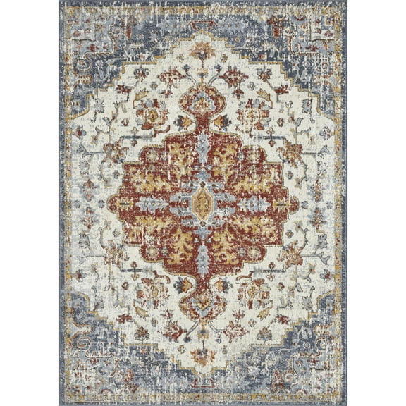 Loomaknoti Alsbrooke Kapirah 5' x 7' Oriental Indoor Polypropylene Area Rug , Cream/Blue