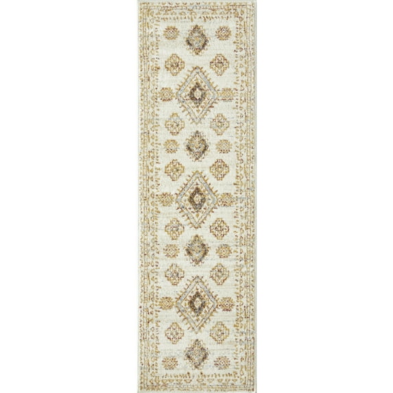 Loomaknoti Alsbrooke Temarnie 2' x 7' Tribal Indoor Runner Rug , Cream/Beige