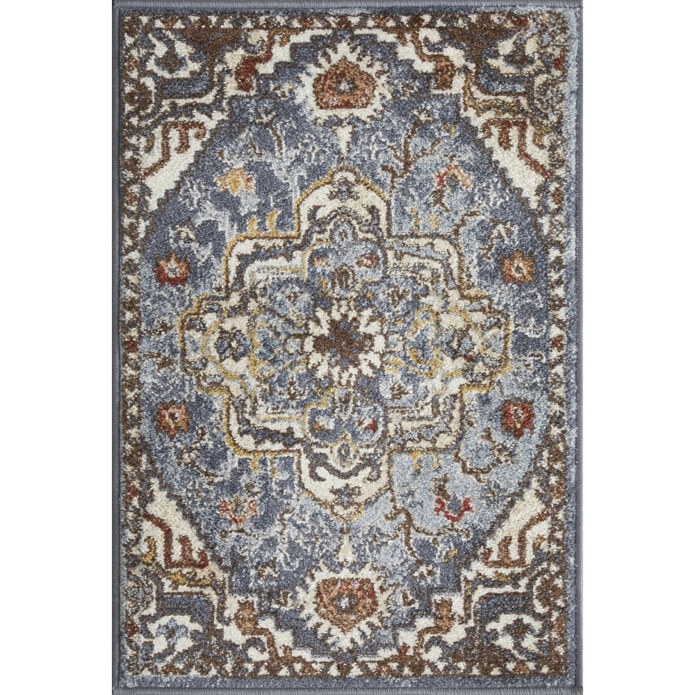 Blue Spot 5' x 7' Synthetic Stain-Resistant Rectangular Area Rug