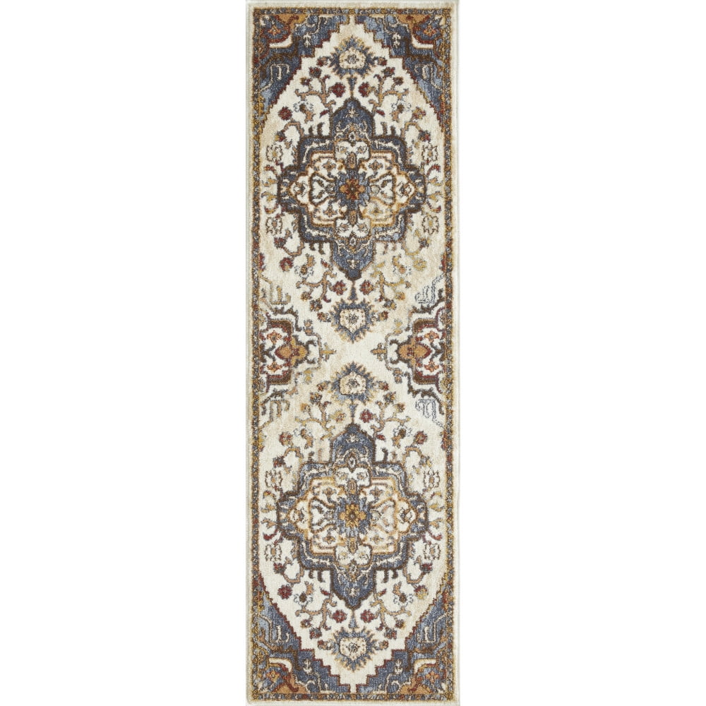 Elysian Fields Cream Oriental Indoor Runner Rug - 2' x 7'