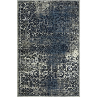 Loomaknoti Aysal Alazah 3' x 5' Blue Floral Indoor Accent Rug