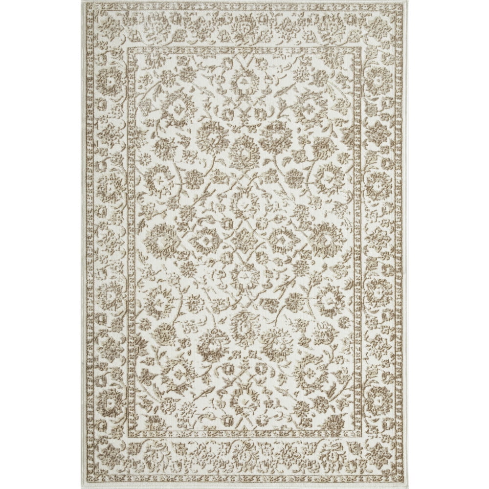 Loomaknoti Aysal Alazah 4' x 6' Cream Floral Indoor Area Rug