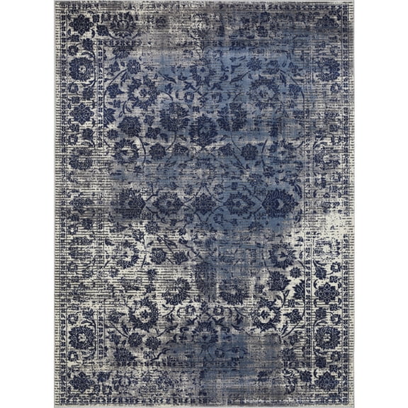 Loomaknoti Aysal Alazah 9' x 12' Floral Indoor Area Rug , Gray/Cream