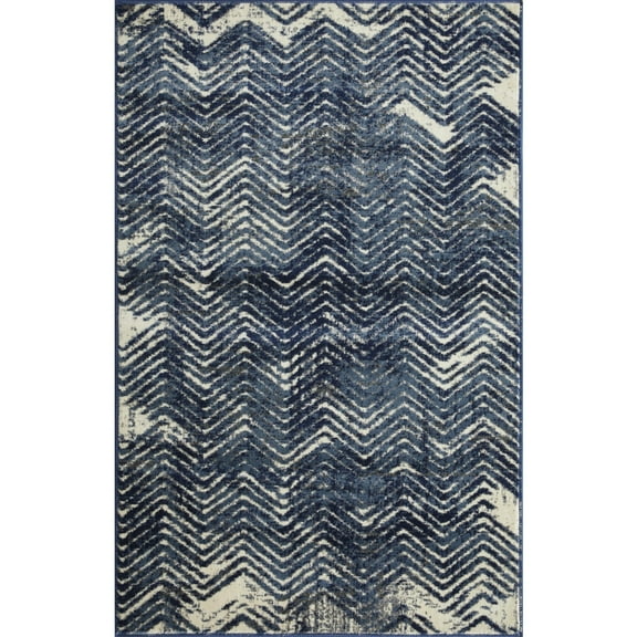 Loomaknoti Aysal Armelar 3' x 5' Blue Chevron Indoor Accent Rug