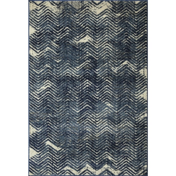 Loomaknoti Aysal Armelar 4' x 6' Blue Chevron Indoor Polypropylene Area Rug