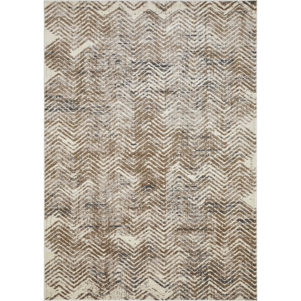 Loomaknoti Aysal Armelar 6' x 9' Beige Chevron Polypropylene Indoor Area Rug