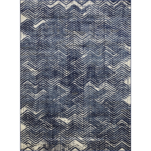 Loomaknoti Aysal Armelar 6' x 9' Blue Chevron Indoor Area Rug