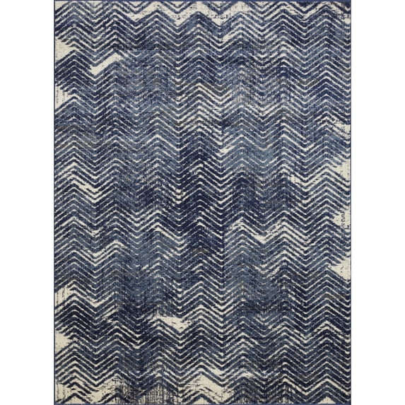 Loomaknoti Aysal Armelar 9' x 12' Blue Chevron Indoor polypropylene Area Rug
