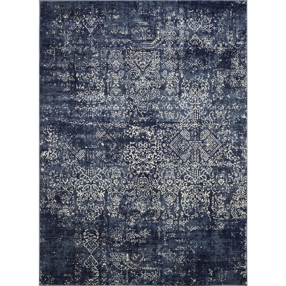 Loomaknoti Aysal Armilli 9' x 12' Distressed Indoor Area Rug , Blue/Cream
