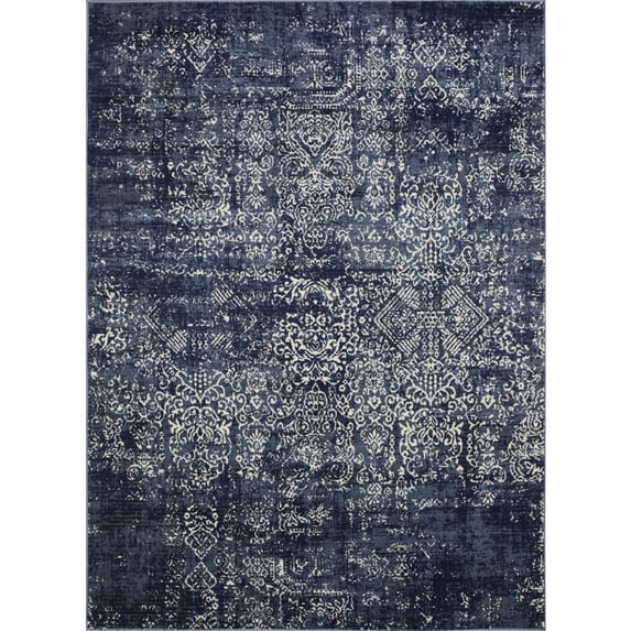 Loomaknoti Aysal Armilli 9' x 12' Distressed Indoor Area Rug , Blue/Cream