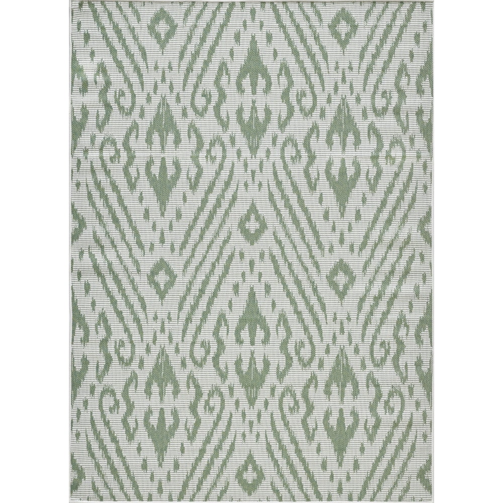 Loomaknoti Breyleigh Calitrah 6' x 9' Green Ikat Indoor/Outdoor Area Rug