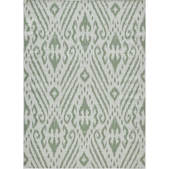 Loomaknoti Breyleigh Calitrah 6' x 9' Green Ikat Indoor/Outdoor Area Rug