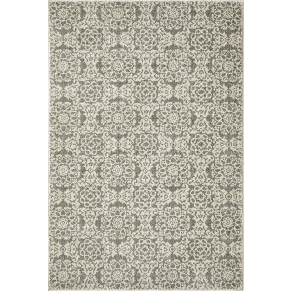 Celena Cream and Gray Floral Synthetic 4' x 6' Area Rug