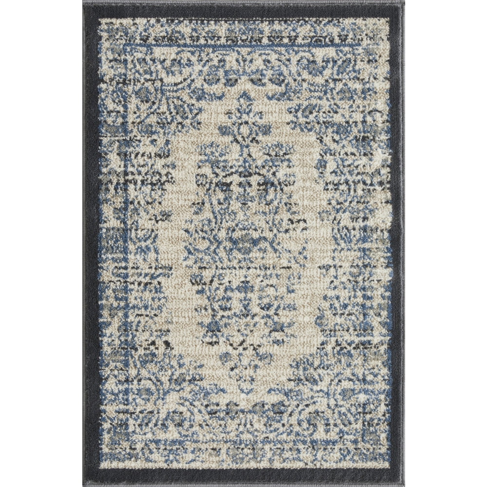 Loomaknoti Celena Amiber 2' x 3' Oriental Indoor Runner Rug , Cream/Blue