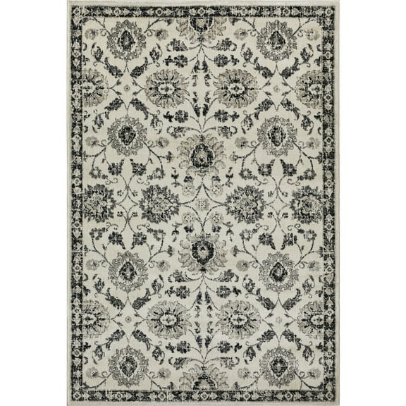 Loomaknoti Celena Ashbil 5' x 7' Ivory Floral Indoor Polypropylene Area Rug
