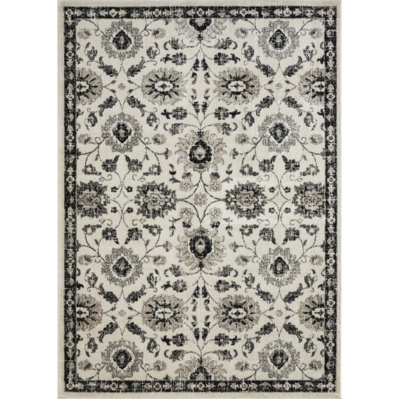 Loomaknoti Celena Ashbil 6' x 9' Ivory Floral Indoor Polypropylene Area Rug