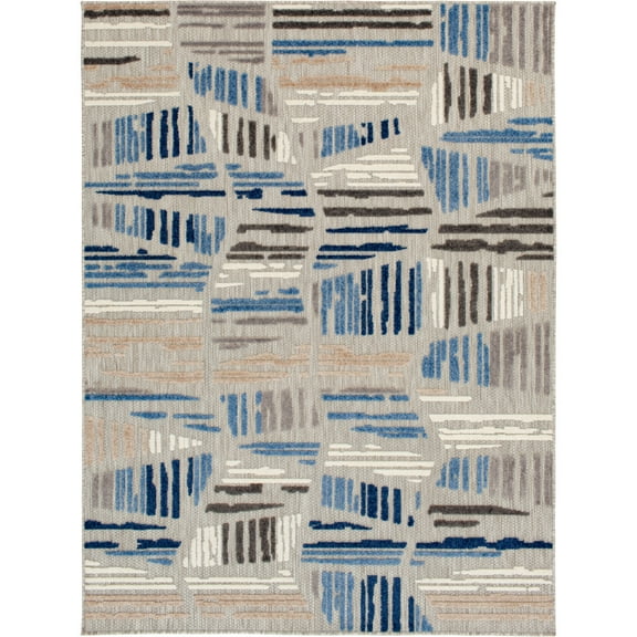 Loomaknoti Fontana Hadrian 9' x 12' Geometric Indoor/Outdoor Area Rug , Gray/Blue