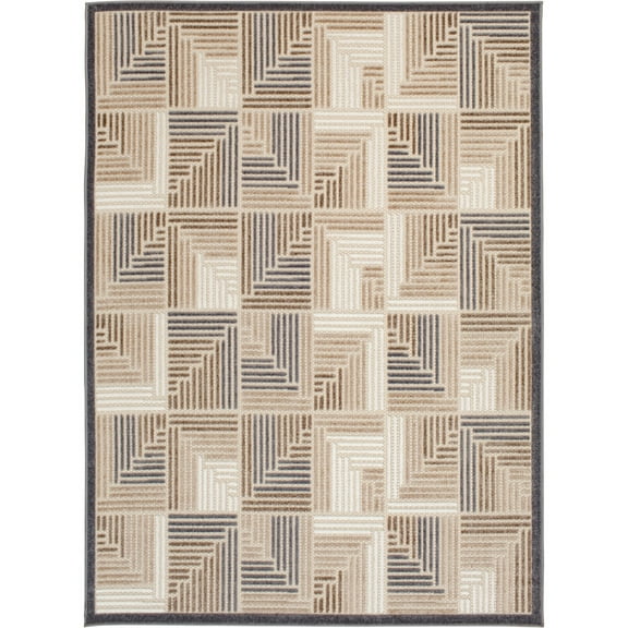 Loomaknoti Fontana Halden 9' x 12' Geometric Indoor/Outdoor Area Rug , Cream/Brown