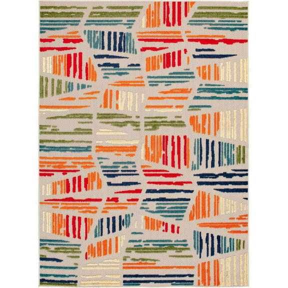 Loomaknoti Fontana Parkia 9' x 12' Geometric Indoor/Outdoor Area Rug , Cream/Red