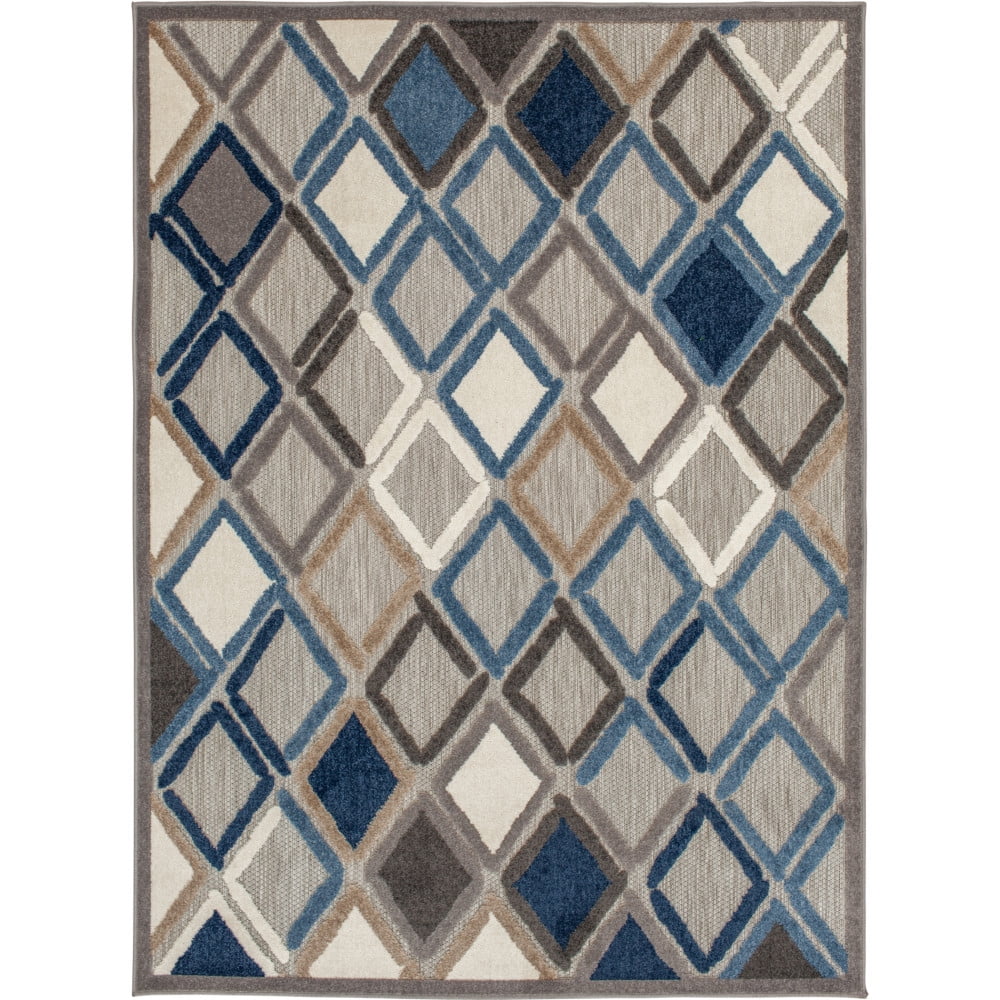Loomaknoti Fontana Parlan 9' x 12' Geometric Indoor/Outdoor Area Rug , Gray/Blue