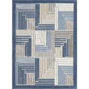 Loomaknoti Fortune Nevil 3' x 5' Blue Geometric Indoor/Outdoor Polypropylene Accent Rug