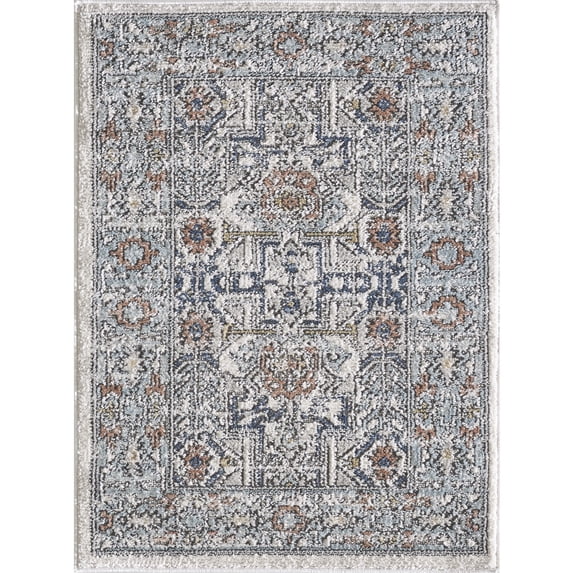 Loomaknoti Halperts 2'2" x 3' Cream Damask Indoor Area Rug