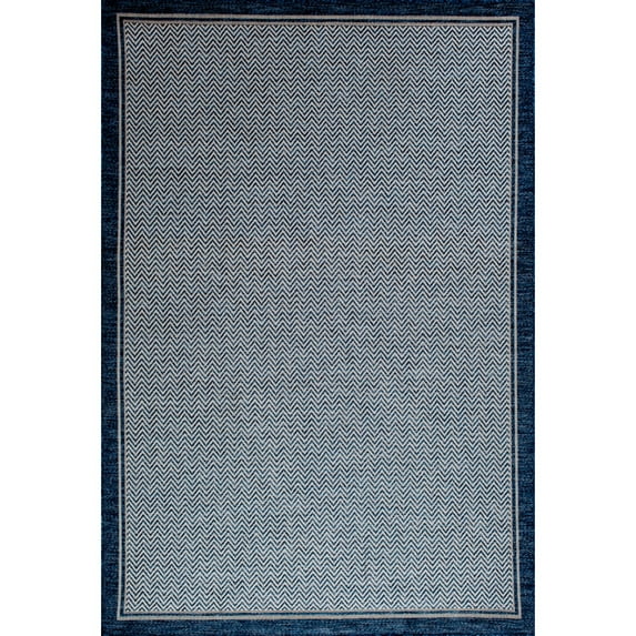 Loomaknoti Hampton Prinkalia 2' x 7' Blue Herringbone Indoor/Outdoor Runner Rug
