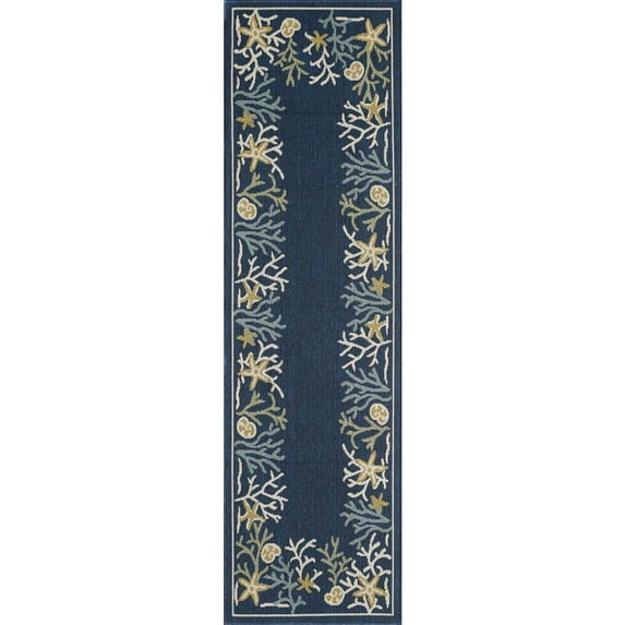 Loomaknoti Havani Nirnasha 2' x 7' Blue Coastal Outdoor Polypropylene runner rug