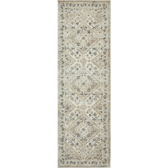 Loomaknoti Kehleigh Abrem 2' x 7' Oriental Indoor Runner Rug , Cream/Blue