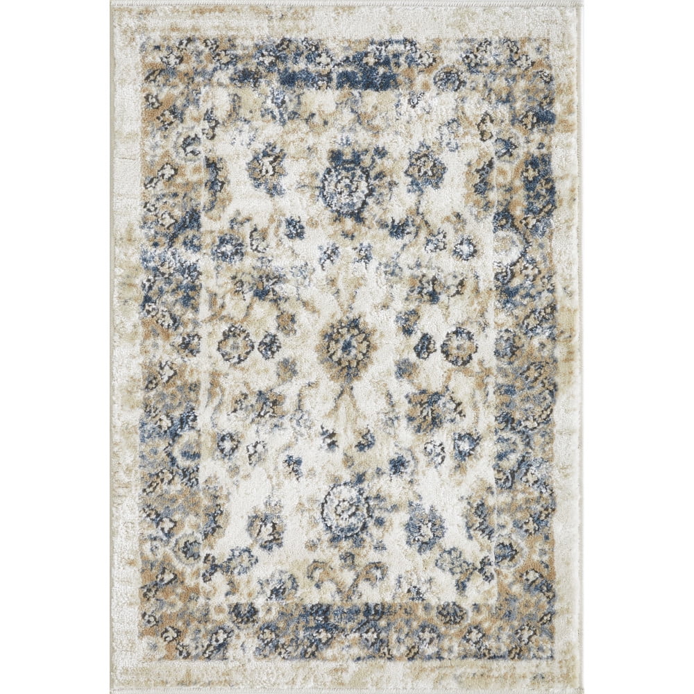 Loomaknoti Kehleigh Adrean 2' x 3' Oriental Indoor Runner Rug , Cream/Blue