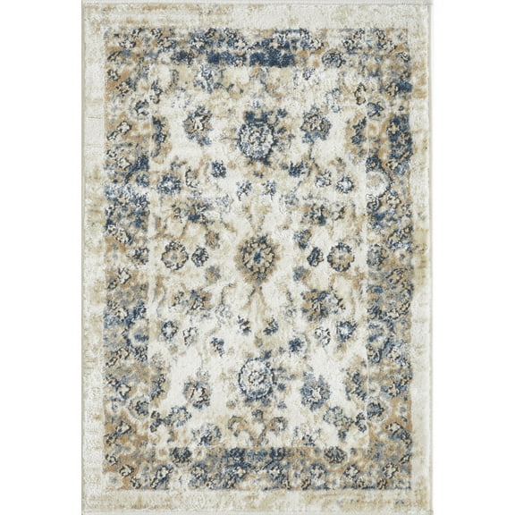 Loomaknoti Kehleigh Adrean 2' x 3' Oriental Indoor Runner Rug , Cream/Blue