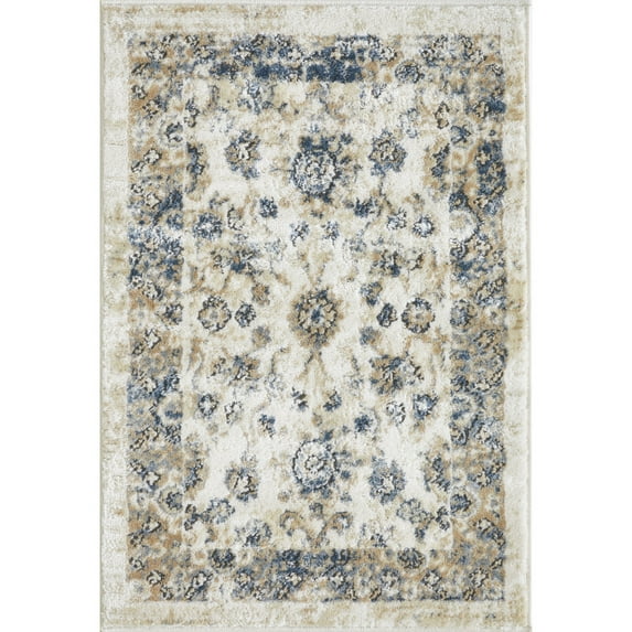 Loomaknoti Kehleigh Adrean 2' x 3' Oriental Indoor Runner Rug , Cream/Blue