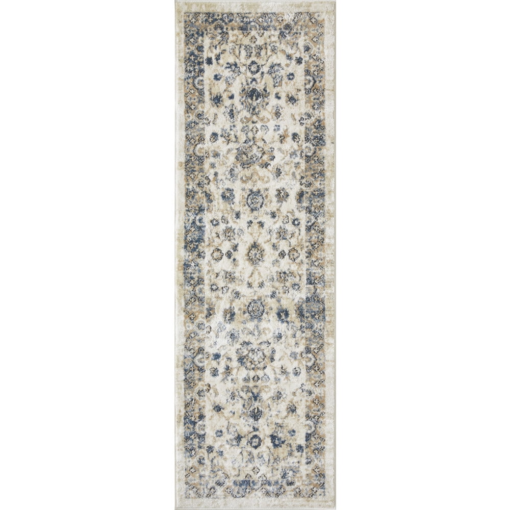 Loomaknoti Kehleigh Adrean 2' x 7' Oriental Indoor Runner Rug , Cream/Blue