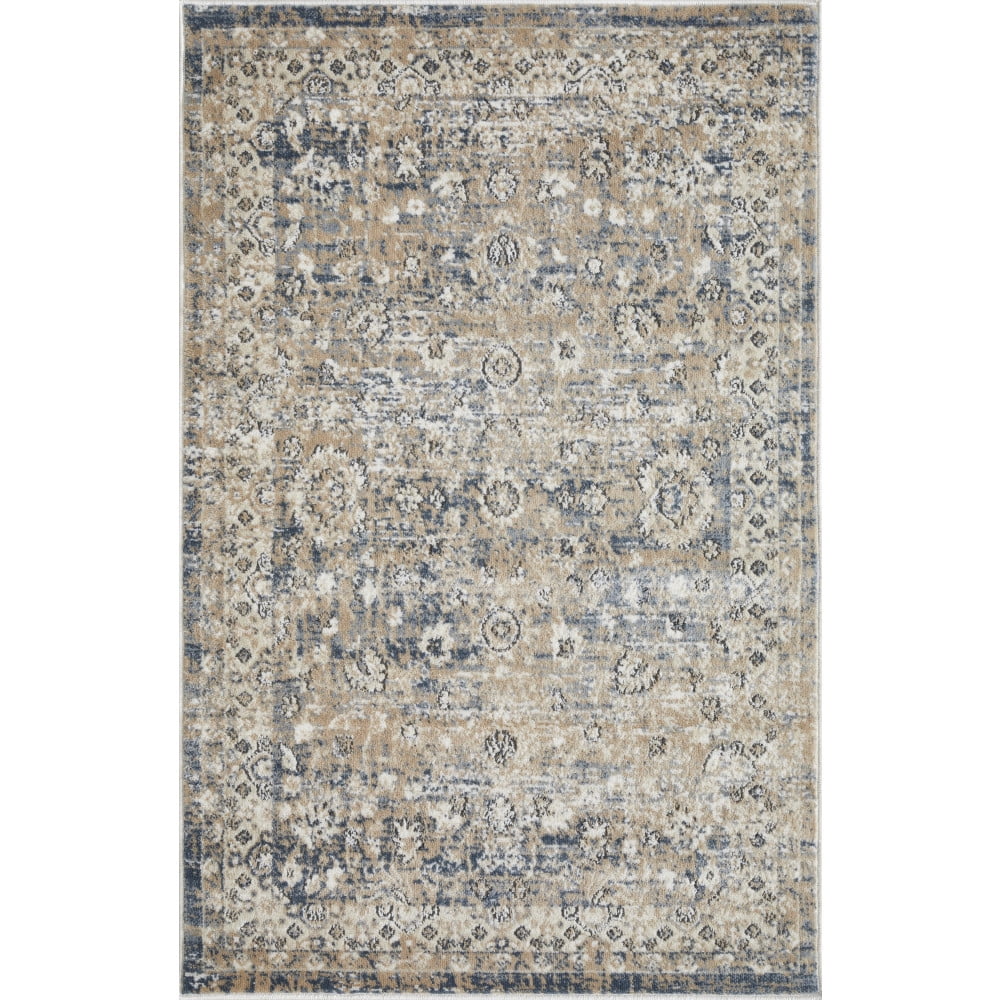Elysian Blue 3' x 5' Rectangular Oriental Synthetic Area Rug