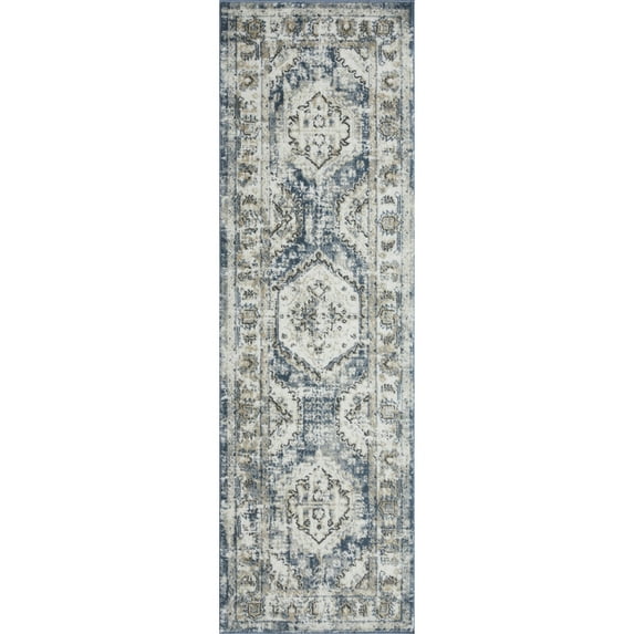 Loomaknoti Kehleigh Auborn 2' x 7' Oriental Indoor Runner Rug , Blue/Cream