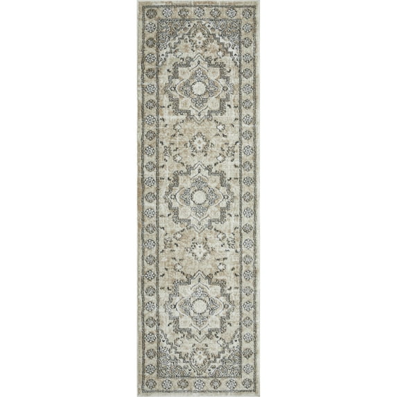 Loomaknoti Kehleigh Avalie 2' x 7' Oriental Indoor Runner Rug , Cream/Beige