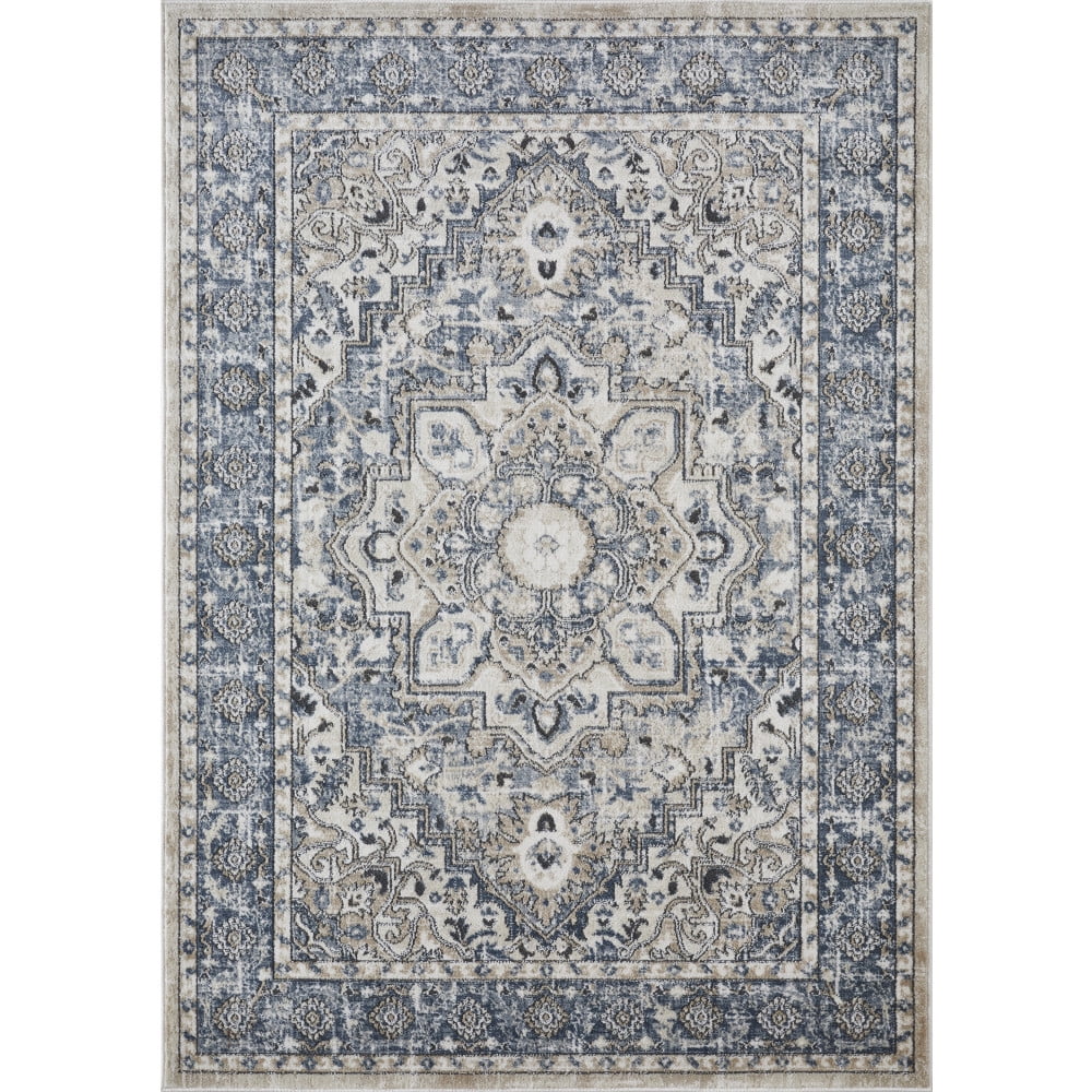Elysian Fields Blue Oriental Synthetic 3'3" x 5'3" Area Rug