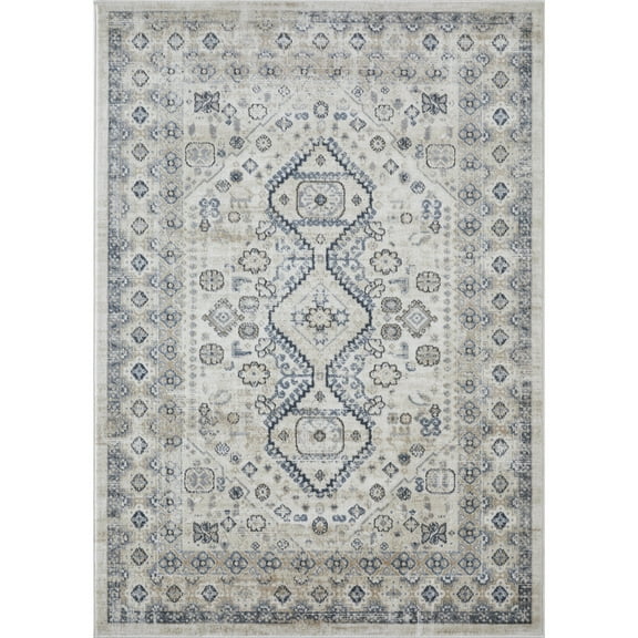 Loomaknoti Kehleigh Awester 3' x 5' Oriental Indoor Accent Rug , Cream/Blue