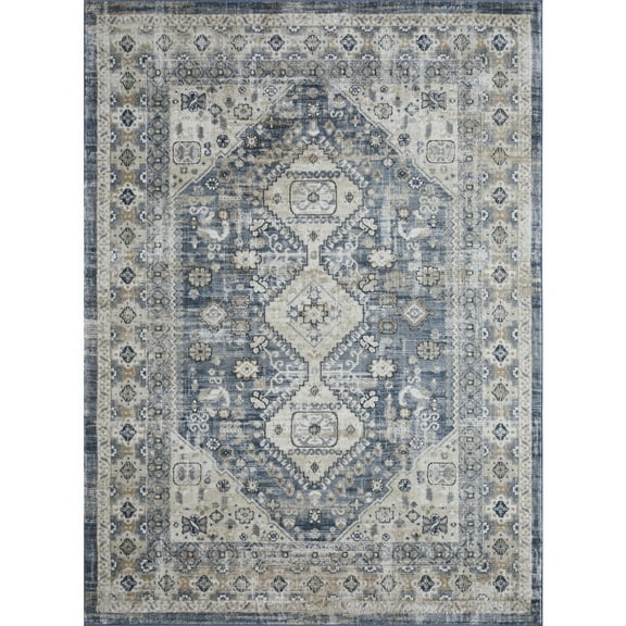 Loomaknoti Kehleigh Awester 6' x 9' Blue Oriental Indoor Polypropylene Area Rug