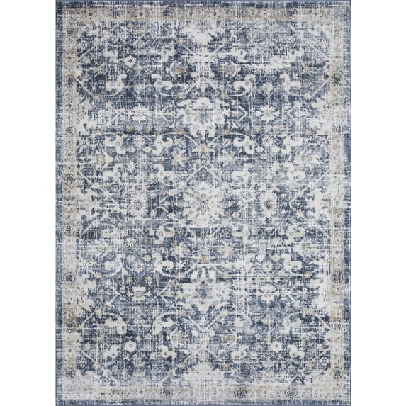 Loomaknoti Kehleigh Azbailie 9' x 12' Blue Oriental Indoor Area Rug