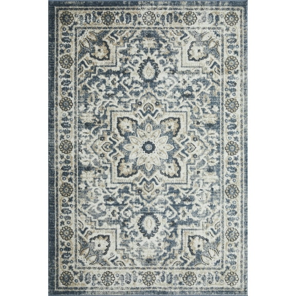 Loomaknoti Kehleigh Osdorn 4' x 6' Blue Oriental Indoor Area Rug
