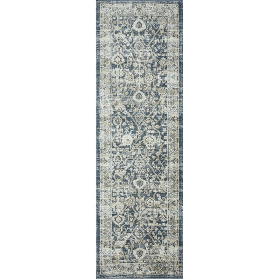 Loomaknoti Kehleigh Oviel 2' x 7' Oriental Indoor Runner Rug , Blue/Cream