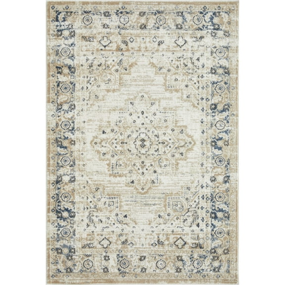 Loomaknoti Kehleigh Zayari 4' x 6' Ivory Oriental Indoor Area Rug