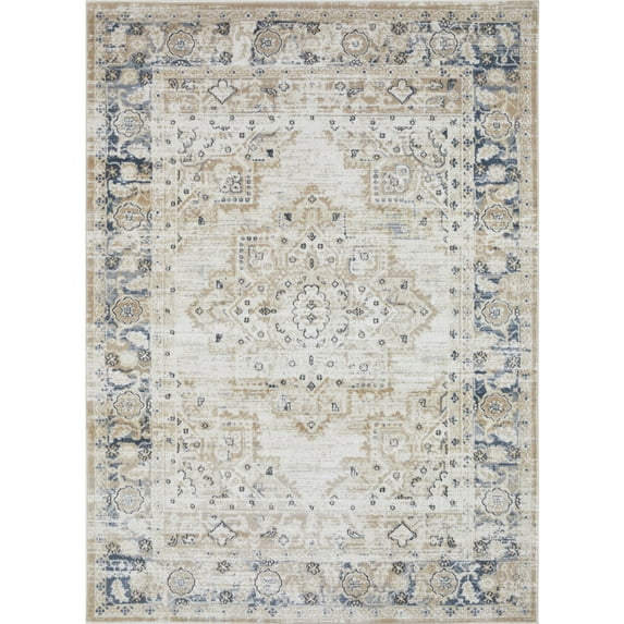 Loomaknoti Kehleigh Zayari 9' x 12' Ivory Oriental Indoor Area Rug