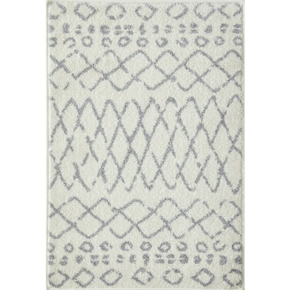 Loomaknoti Kissandrah Barzenski 2' x 3' Geometric Indoor Runner Rug , Cream/Gray