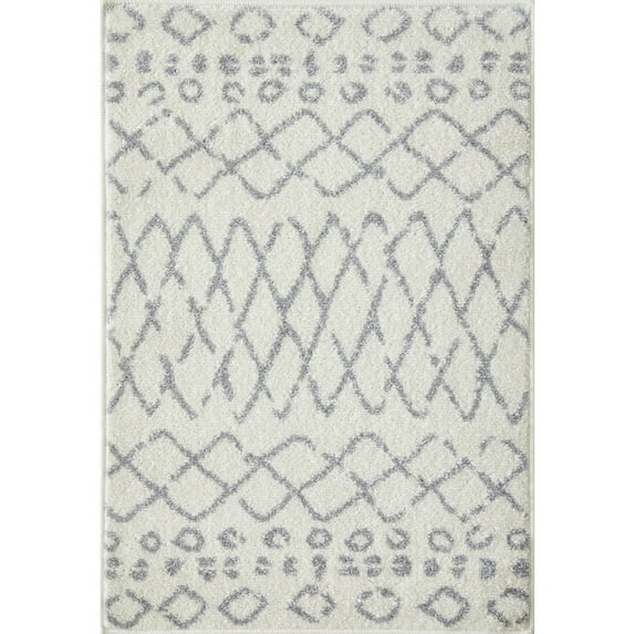 Loomaknoti Kissandrah Barzenski 2' x 3' Geometric Indoor Runner Rug , Cream/Gray