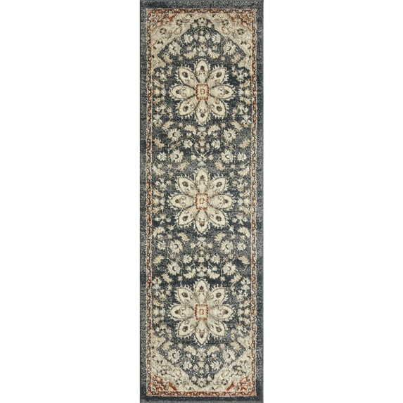 Loomaknoti Malanie Charler 2' x 7' Oriental Indoor Runner Rug , Blue/Beige
