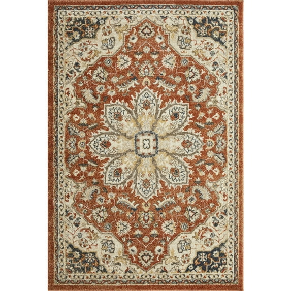 Loomaknoti Malanie Charler 4' x 6' Red Oriental Indoor Area Rug