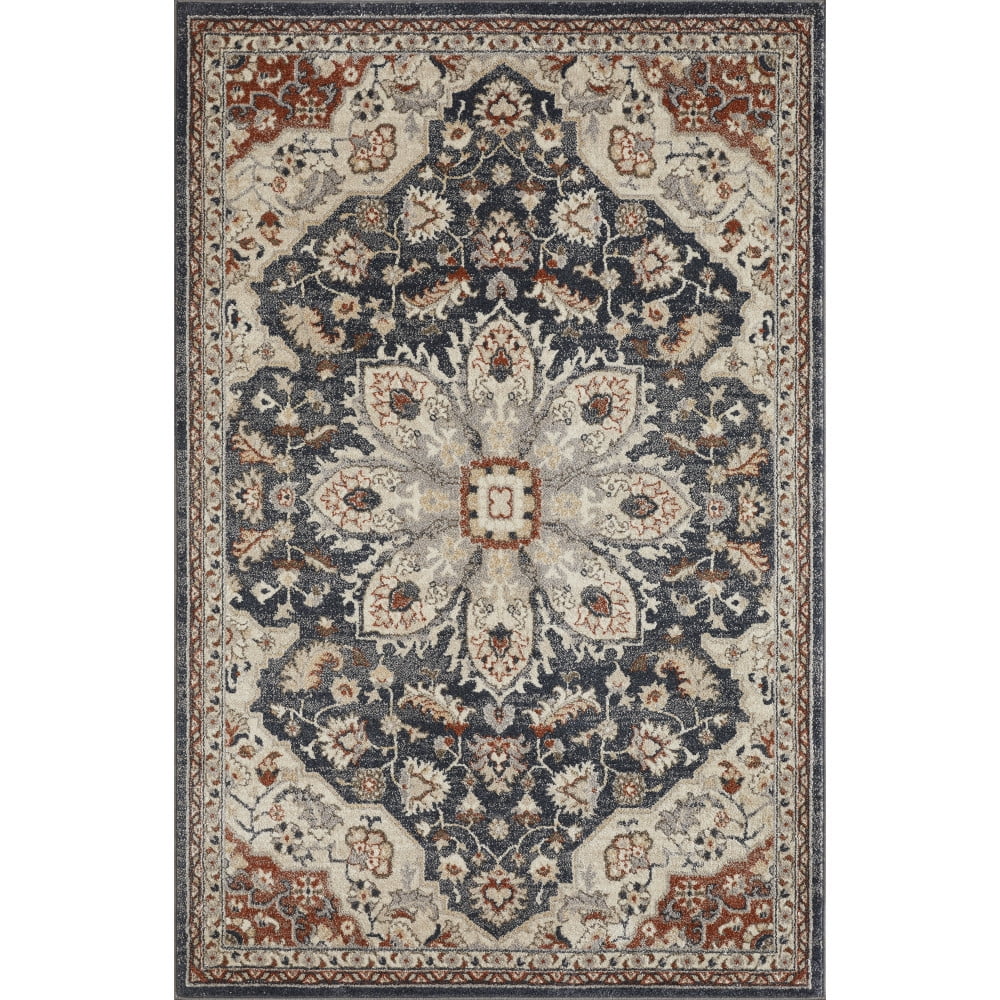 Loomaknoti Malanie Charler 5' x 7' Blue Oriental Indoor Area Rug